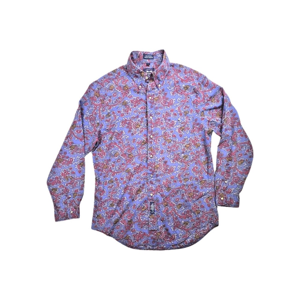 Vintage Allen Lolly Equestrian Paisley Print Button Down Shirt Mens M 1990s